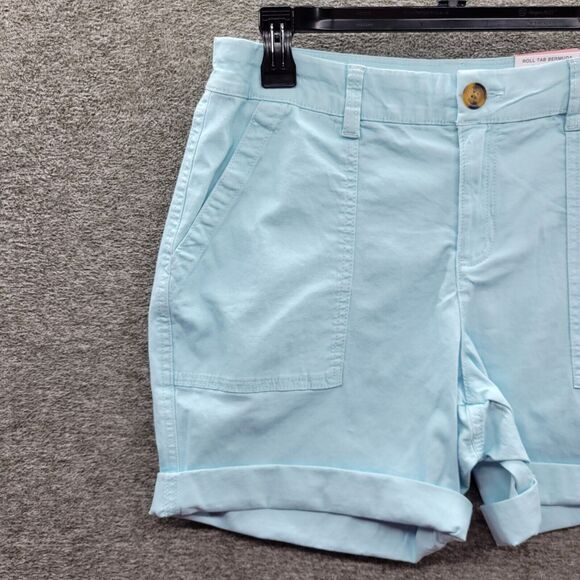 Style & Co Shorts Women's 10P Aqua Blue Rolled Cuff Bermuda - Picture 2 of 14